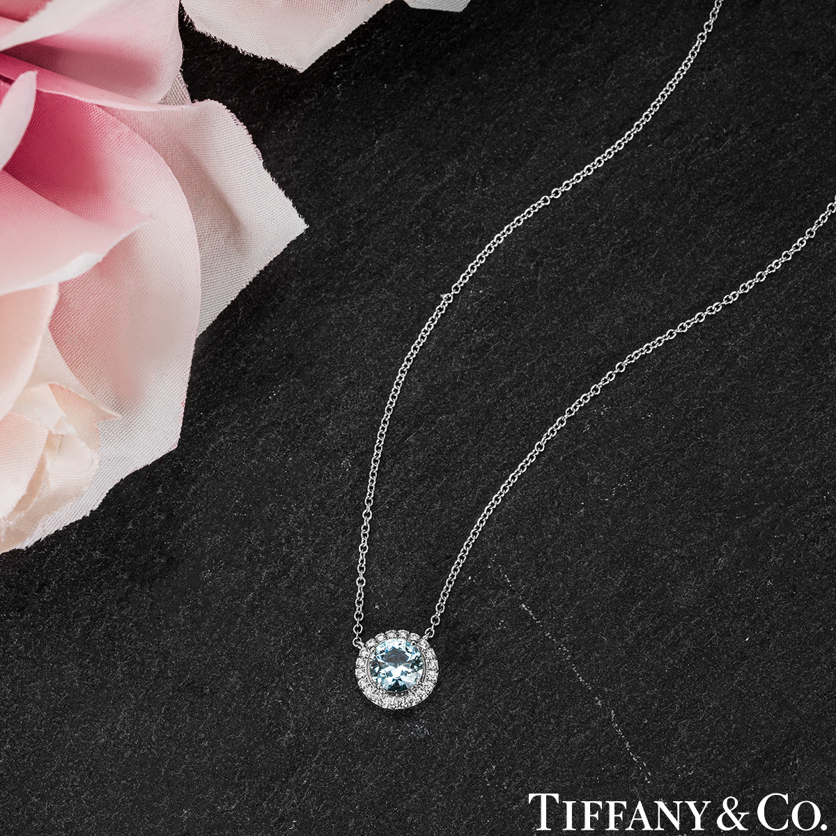Tiffany & Co. Platinum Aquamarine & Diamond Soleste Pendant